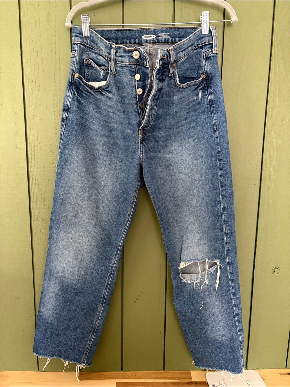 Vintage-Inspired Blue Distressed Women’s Jeans - Unbranded